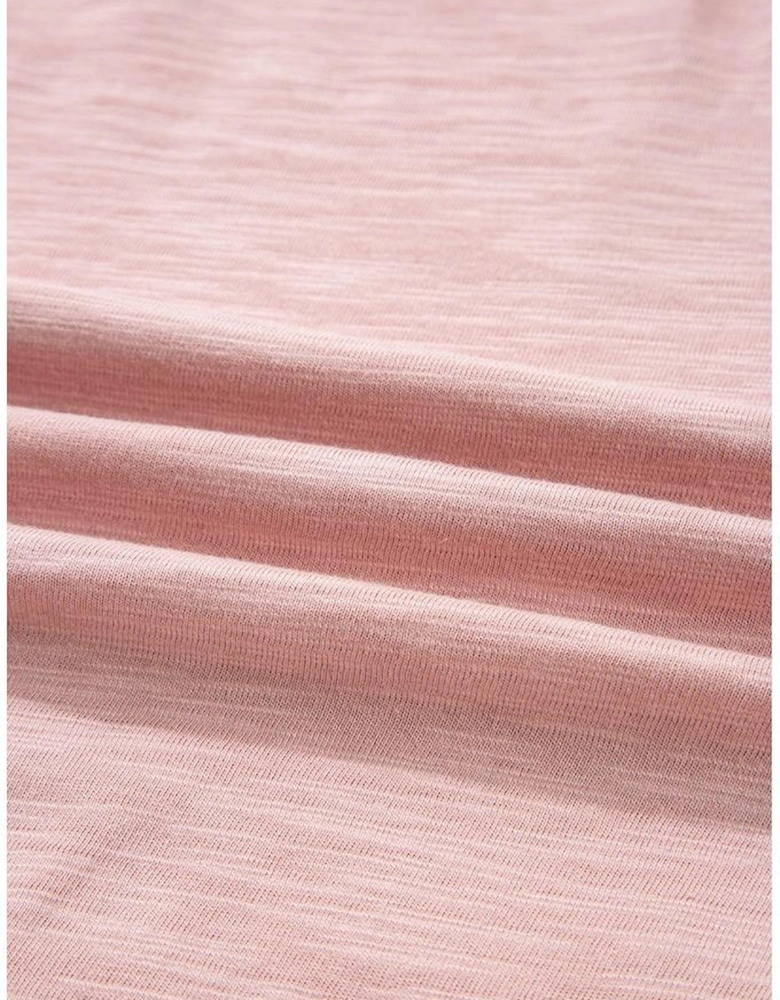 Light Pink Keyhole Notch V Neck Batwing Sleeve Blouse