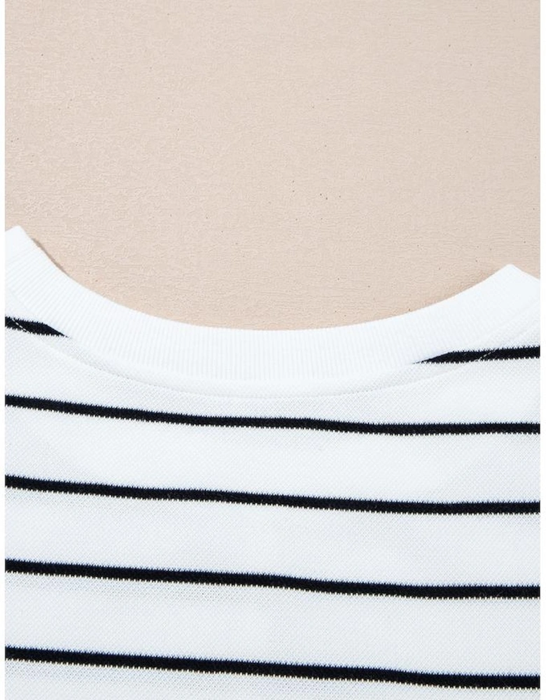 Black Stripe Casual Wide Leg 2pcs Pants Set