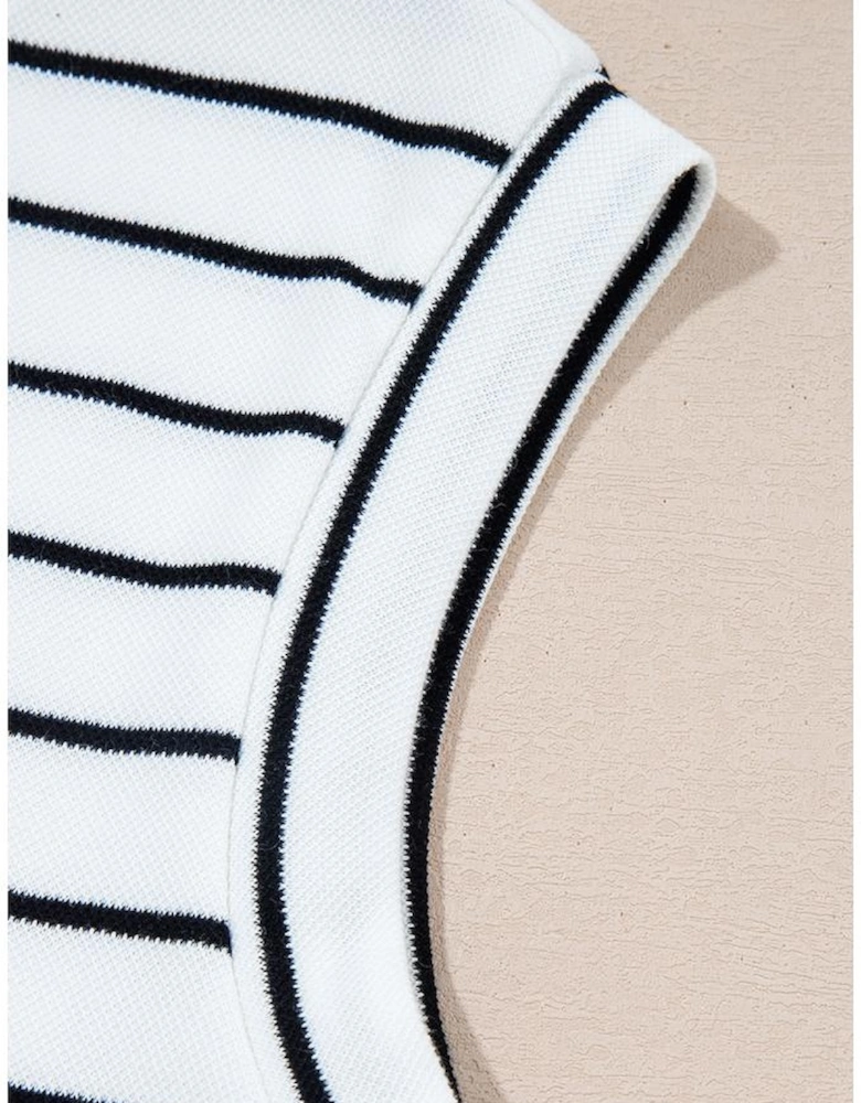 Black Stripe Casual Wide Leg 2pcs Pants Set