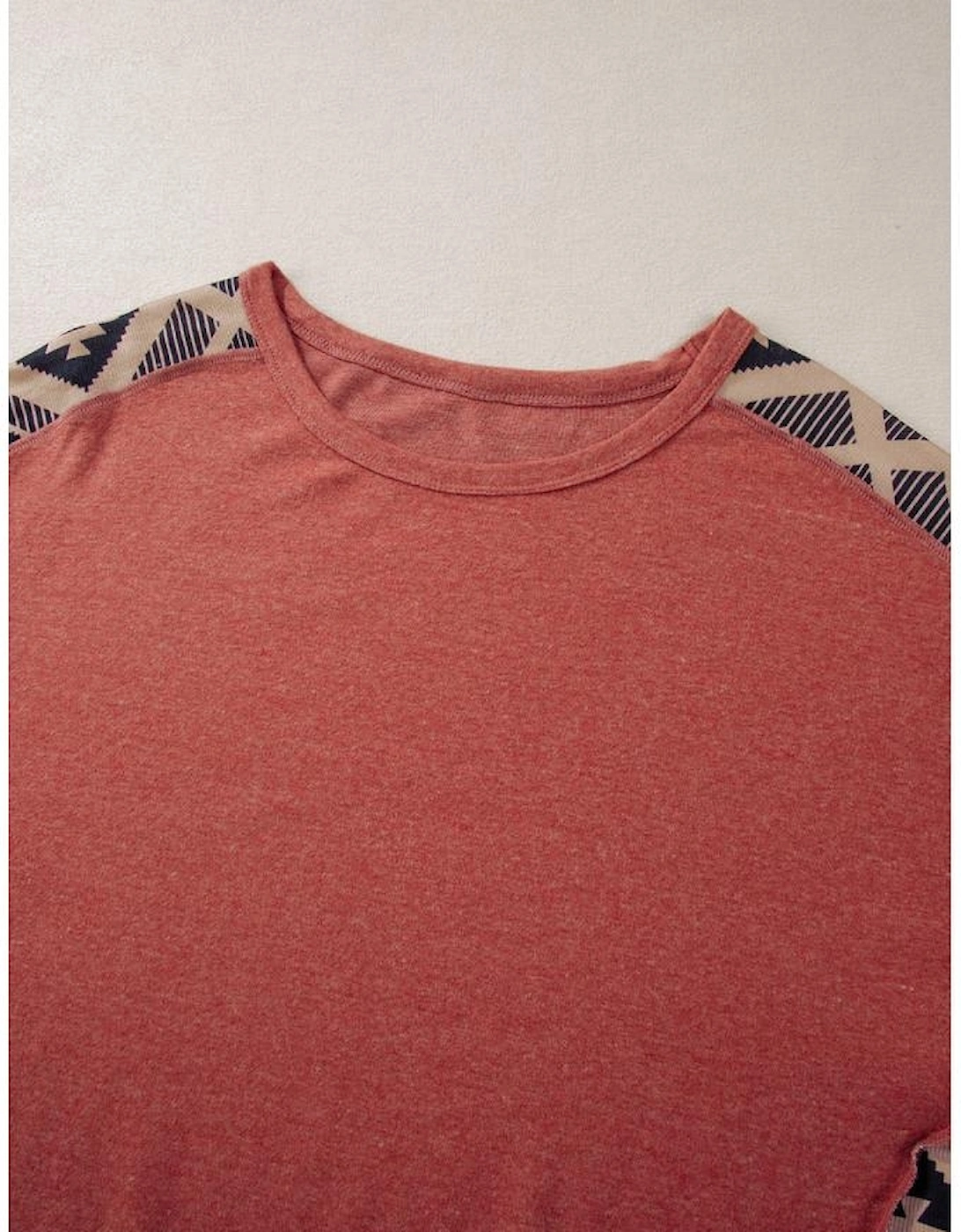 Redwood Burl Aztec Patchwork Drop Shoulder Plus Size High Low Sweatshirt