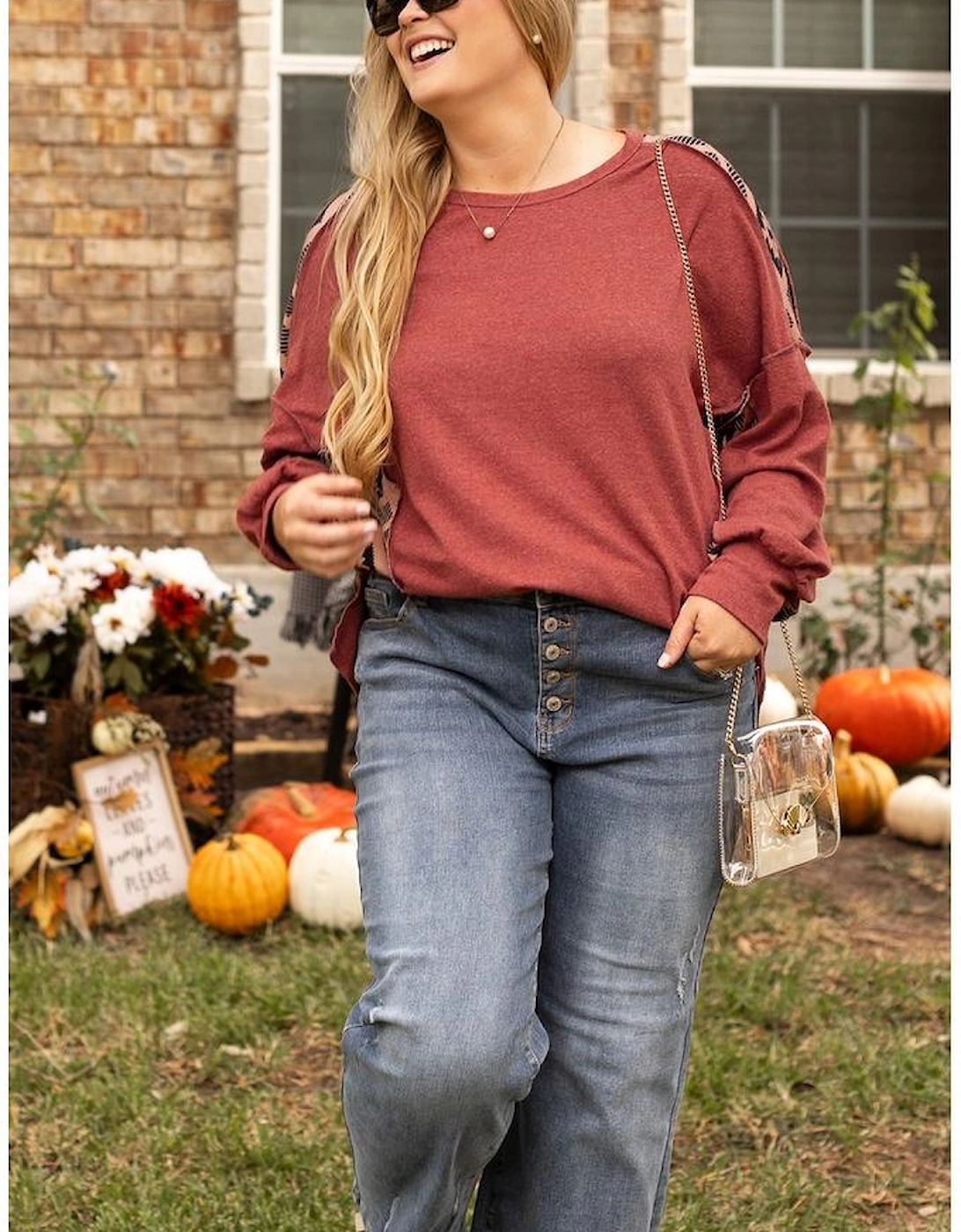 Redwood Burl Aztec Patchwork Drop Shoulder Plus Size High Low Sweatshirt