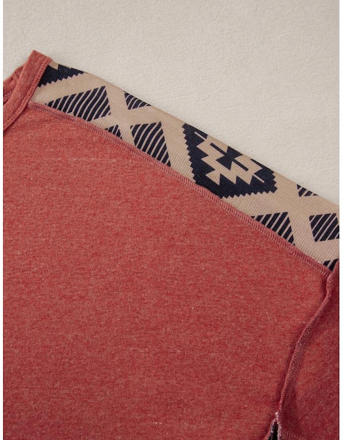 Redwood Burl Aztec Patchwork Drop Shoulder Plus Size High Low Sweatshirt