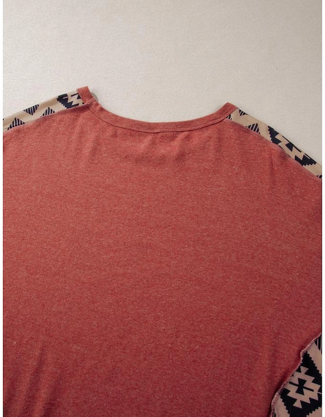 Redwood Burl Aztec Patchwork Drop Shoulder Plus Size High Low Sweatshirt