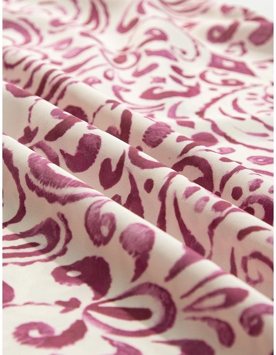 Pink Paisley Print Tiered 3/4 Sleeve Notched Neck Mini Dress