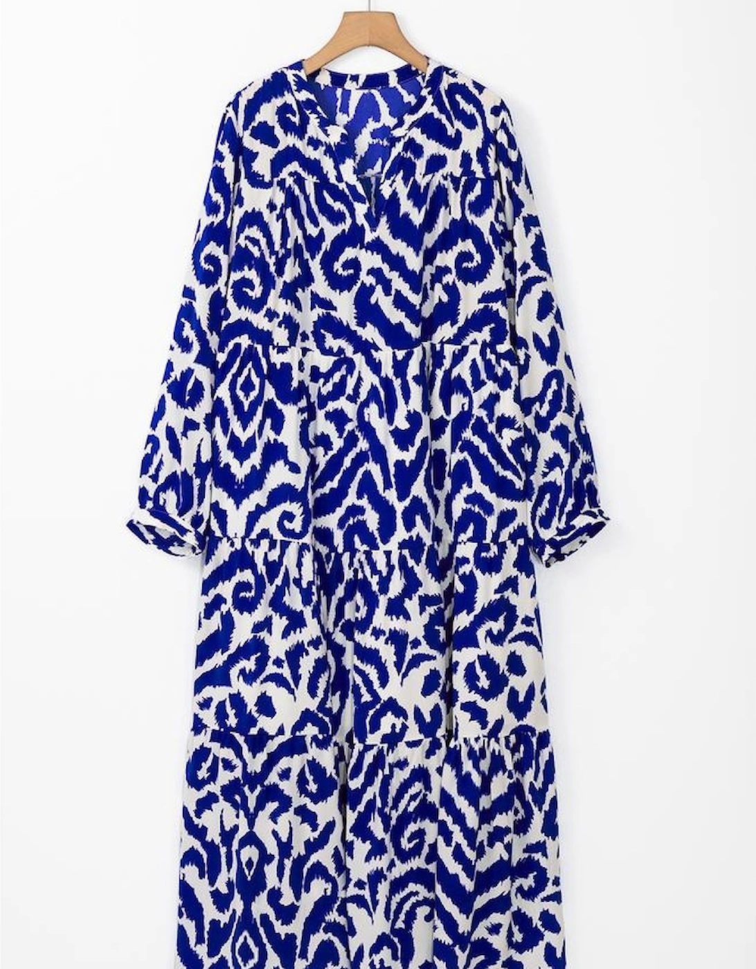 Blue Western Abstract Geometric Printed Maxi Dress
