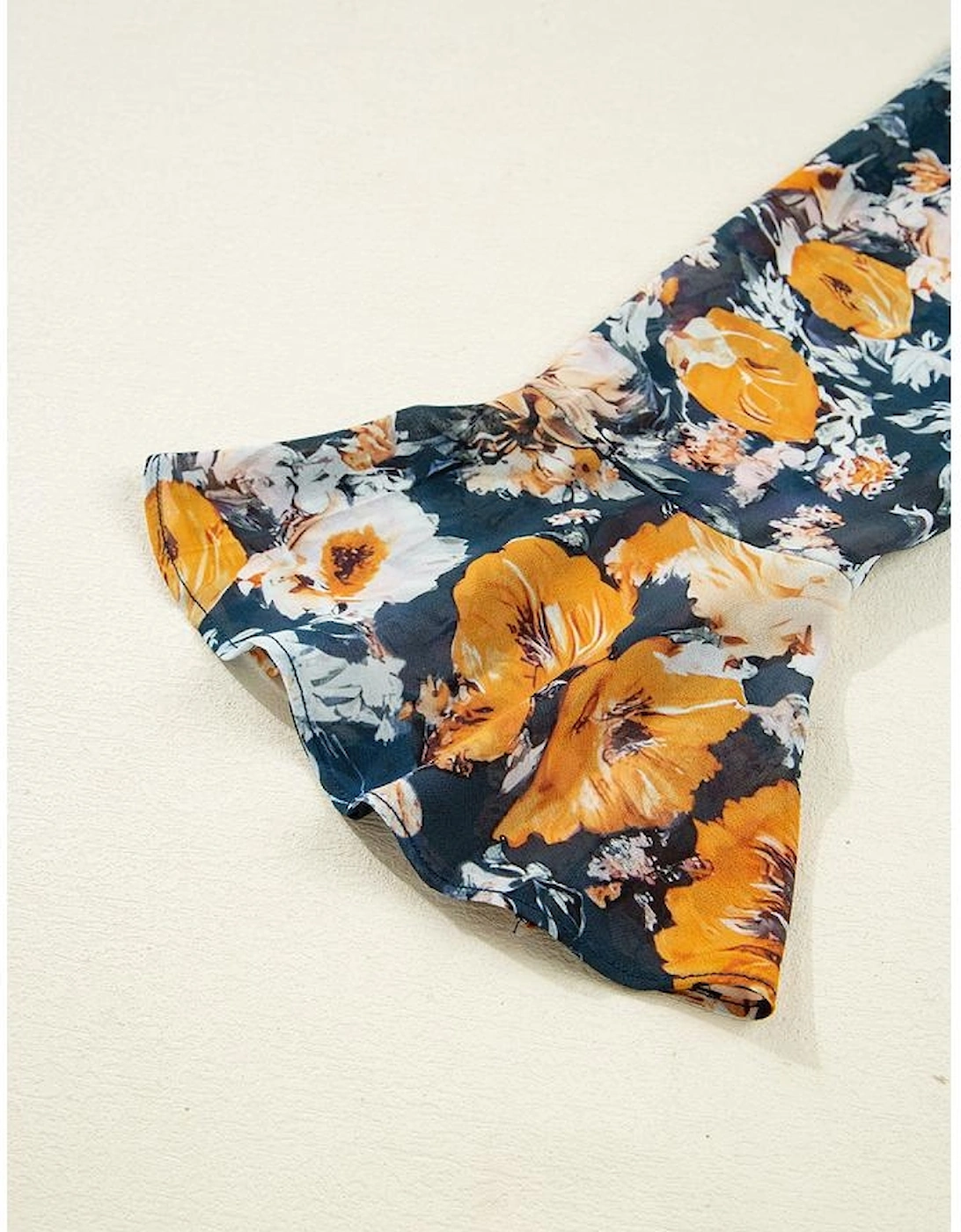 Blue Floral Off Shoulder Bell Sleeve Smocked Peplum Top