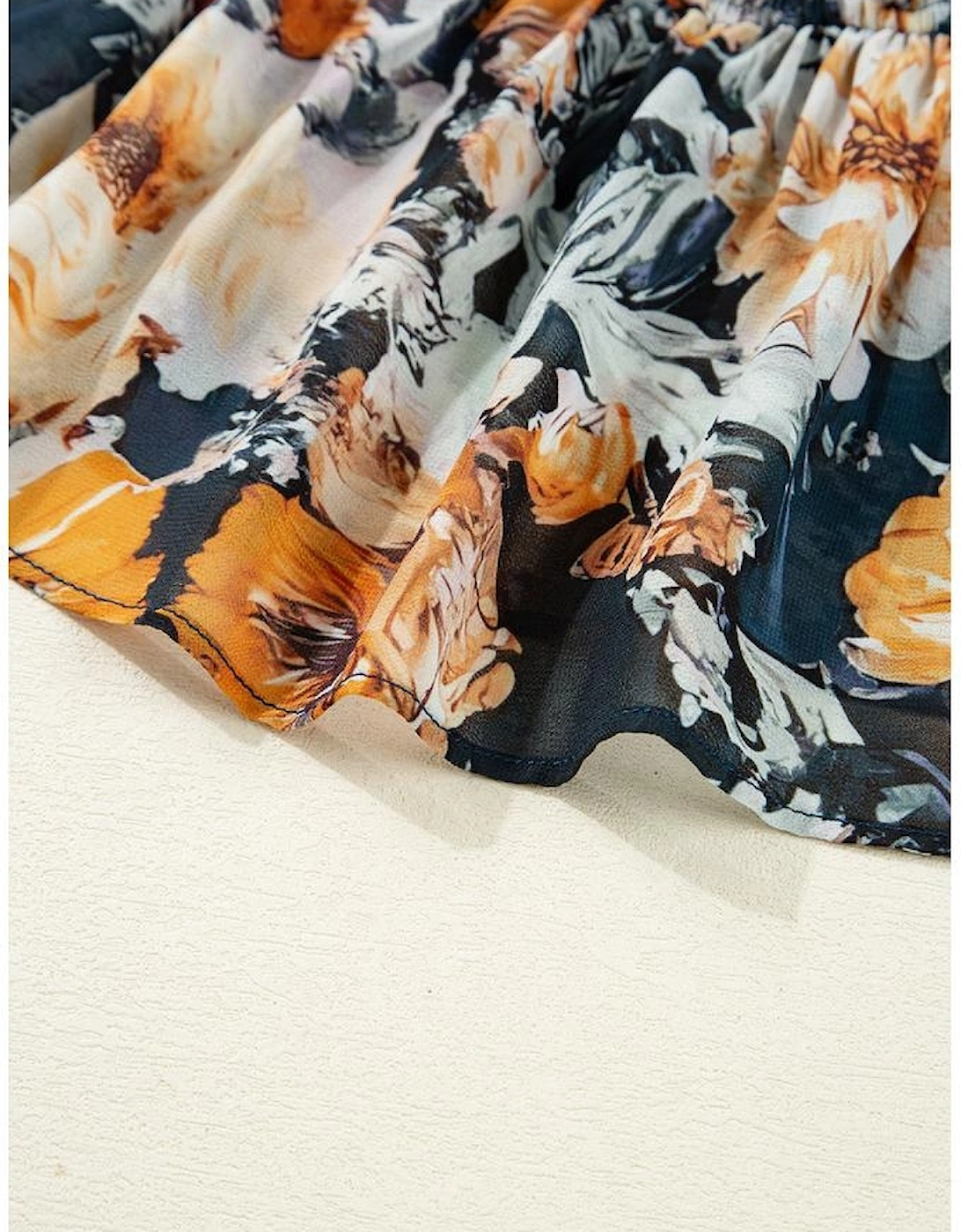 Blue Floral Off Shoulder Bell Sleeve Smocked Peplum Top