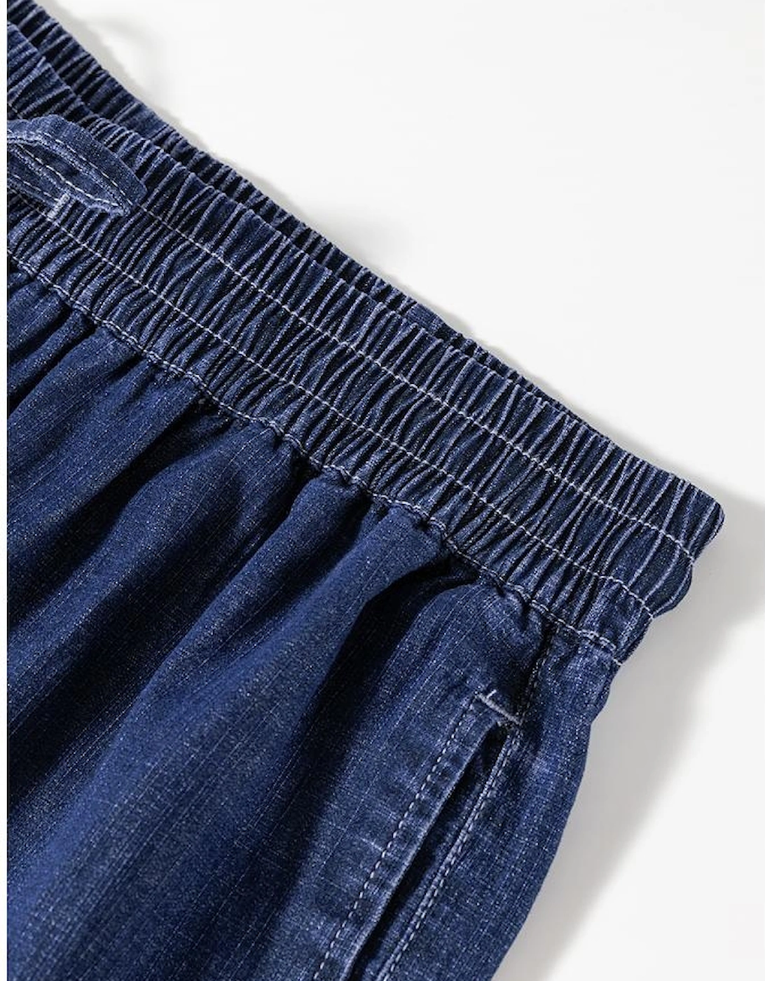 Real Teal Plus Size Drawstring High Waist Wide Leg Casual Jeans