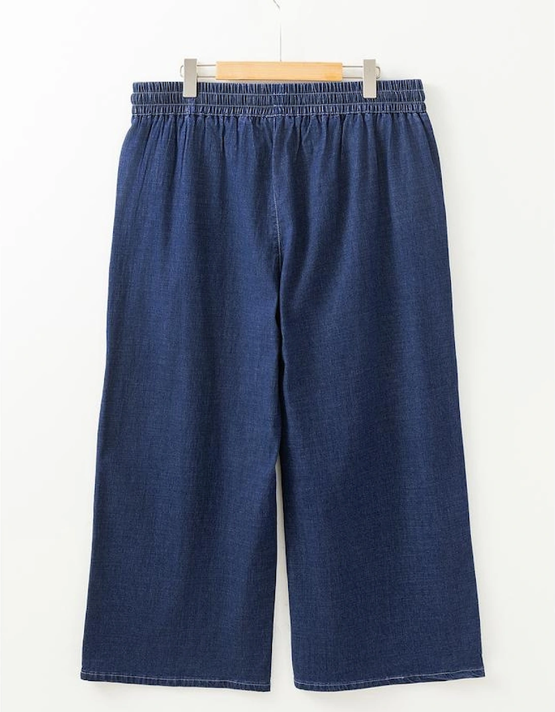 Real Teal Plus Size Drawstring High Waist Wide Leg Casual Jeans