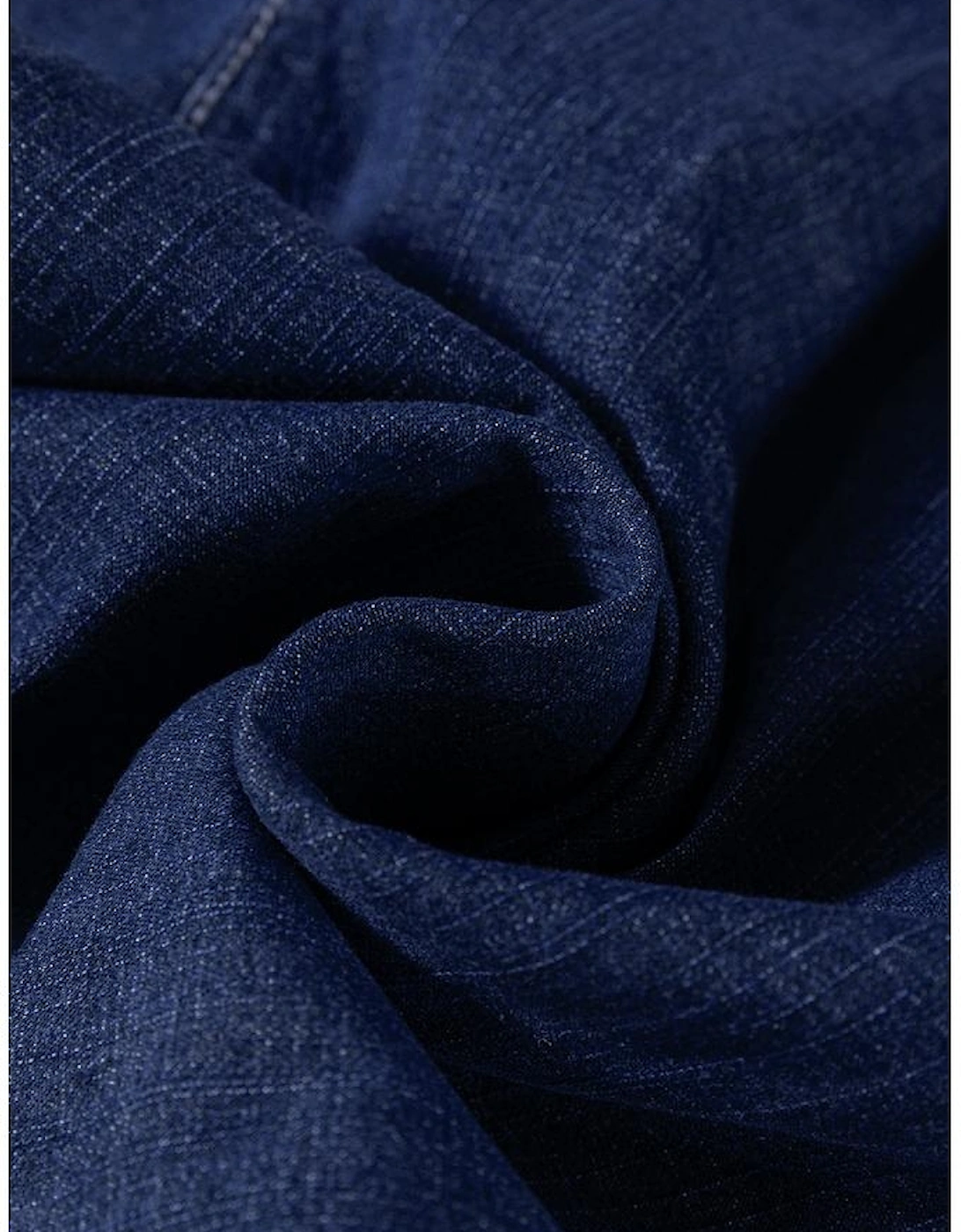 Real Teal Plus Size Drawstring High Waist Wide Leg Casual Jeans