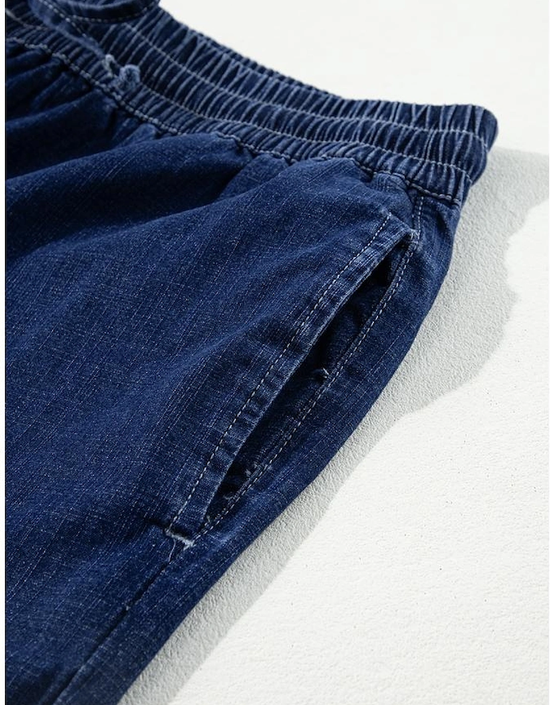 Real Teal Plus Size Drawstring High Waist Wide Leg Casual Jeans