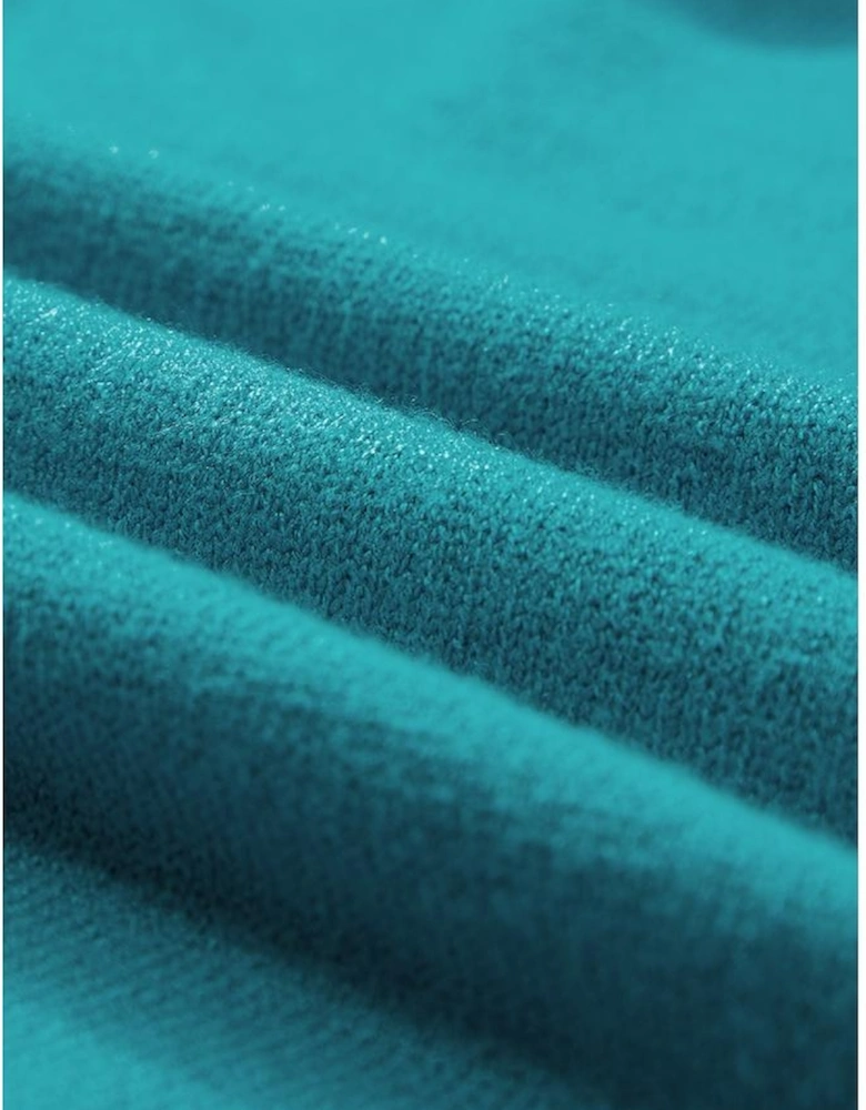 Turquoise Contrast Flutter Sleeves Knitted Sweater T Shirt