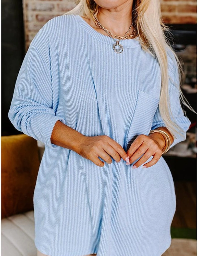 Azura Exchange Myosotis Plus Size Ribbed Textured Long Sleeve T Shirt