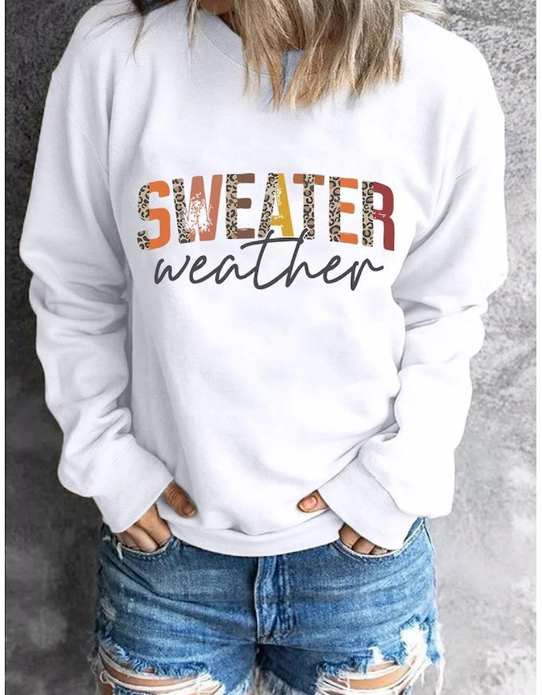White Sweater Weather Vibrant Monogram Sweatshirt