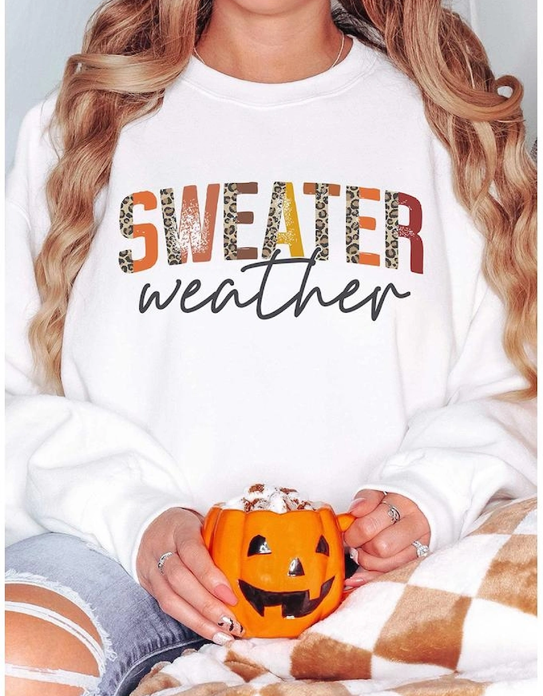 White Sweater Weather Vibrant Monogram Sweatshirt