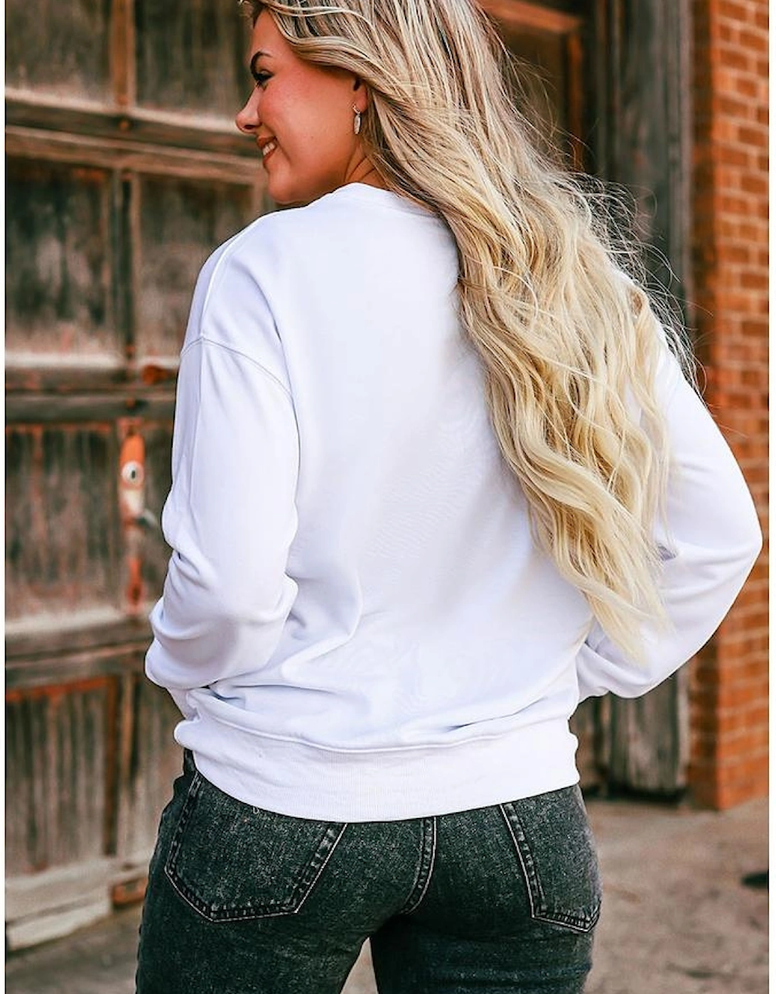 White Sweater Weather Vibrant Monogram Sweatshirt