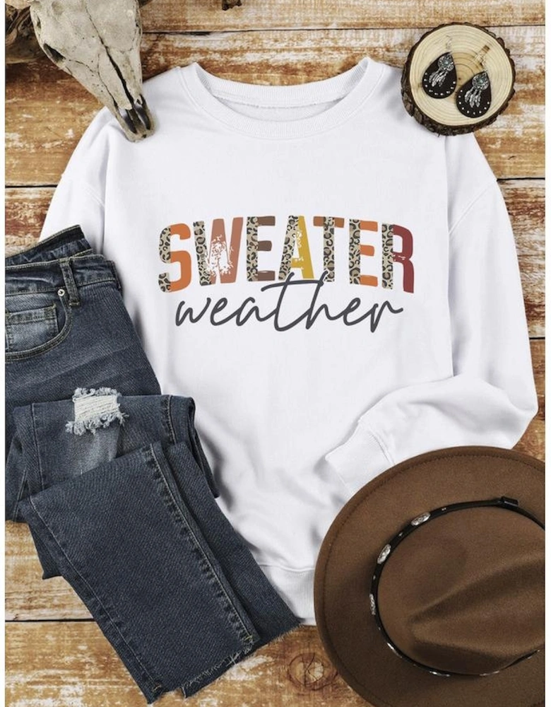 White Sweater Weather Vibrant Monogram Sweatshirt