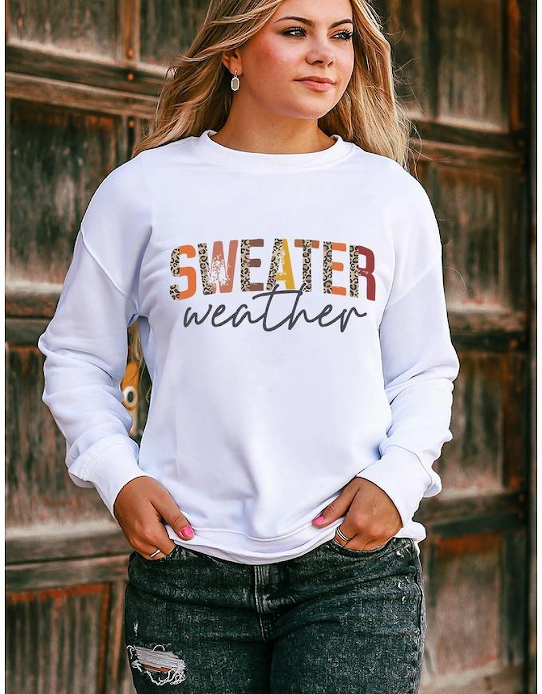 White Sweater Weather Vibrant Monogram Sweatshirt