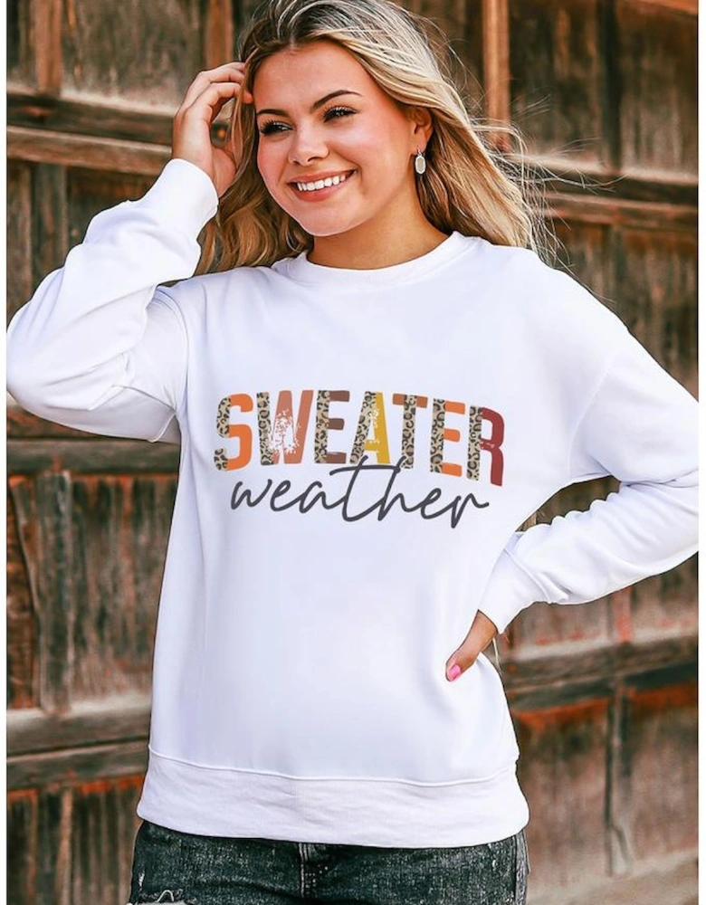 White Sweater Weather Vibrant Monogram Sweatshirt