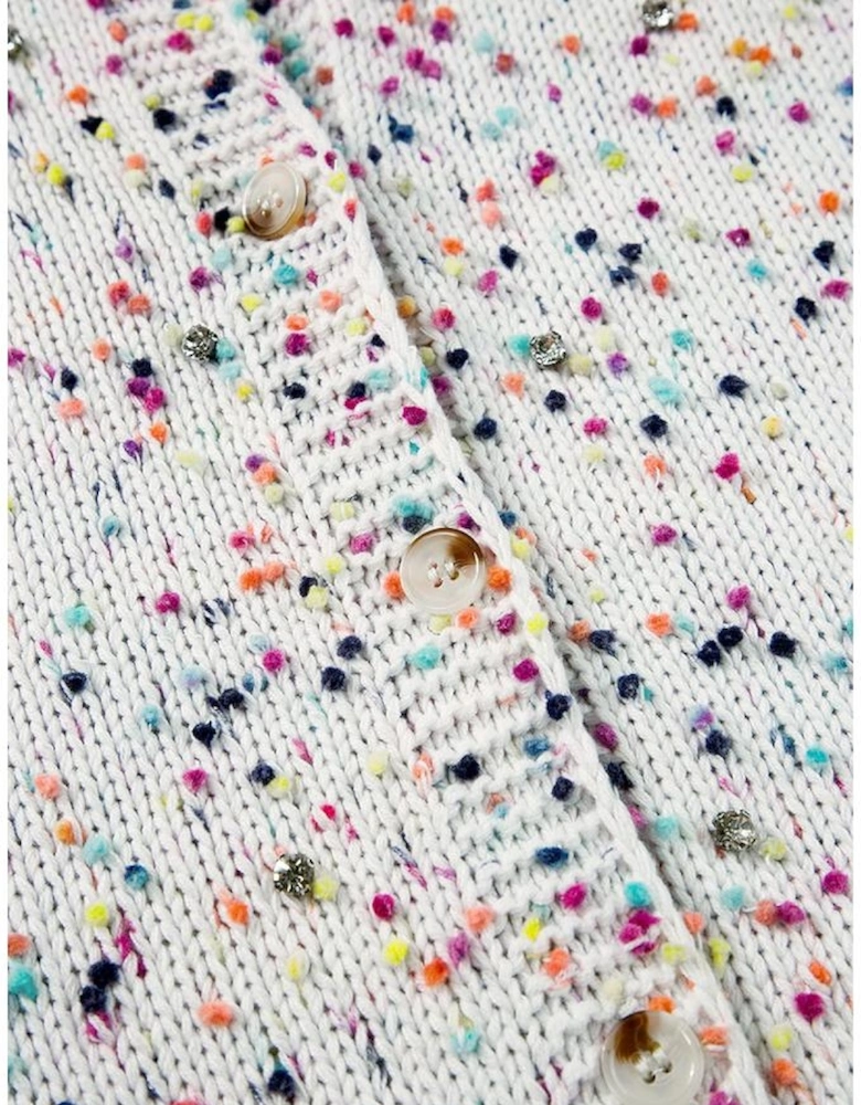 White Multicolor Confetti Sweater Cardigan