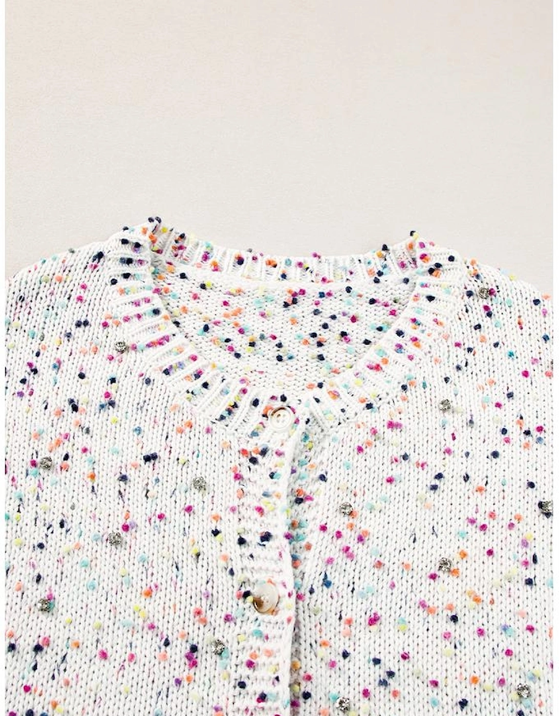 White Multicolor Confetti Sweater Cardigan, 13 of 12