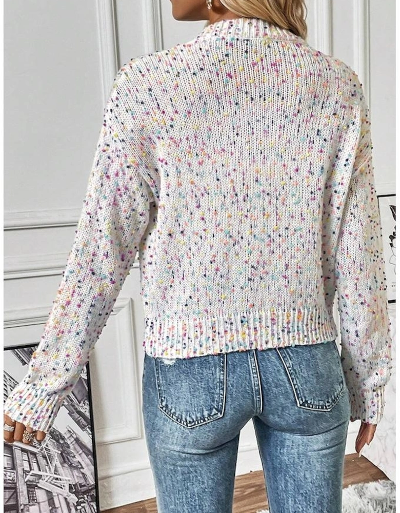 White Multicolor Confetti Sweater Cardigan