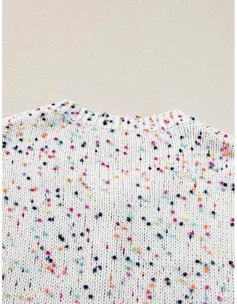 White Multicolor Confetti Sweater Cardigan