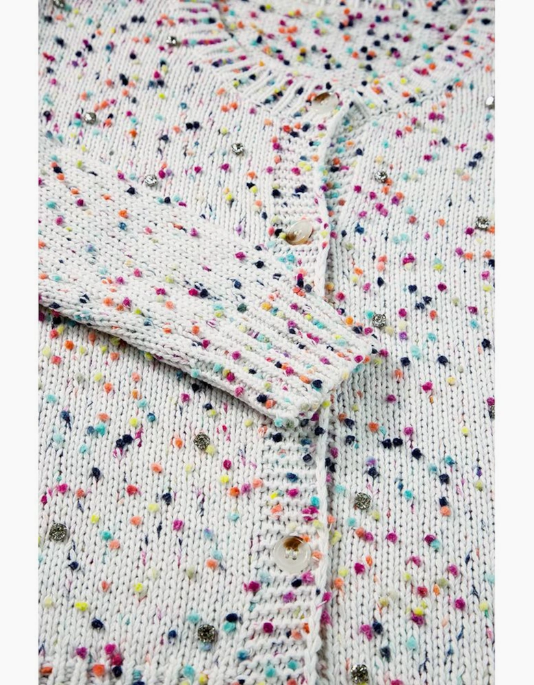 White Multicolor Confetti Sweater Cardigan