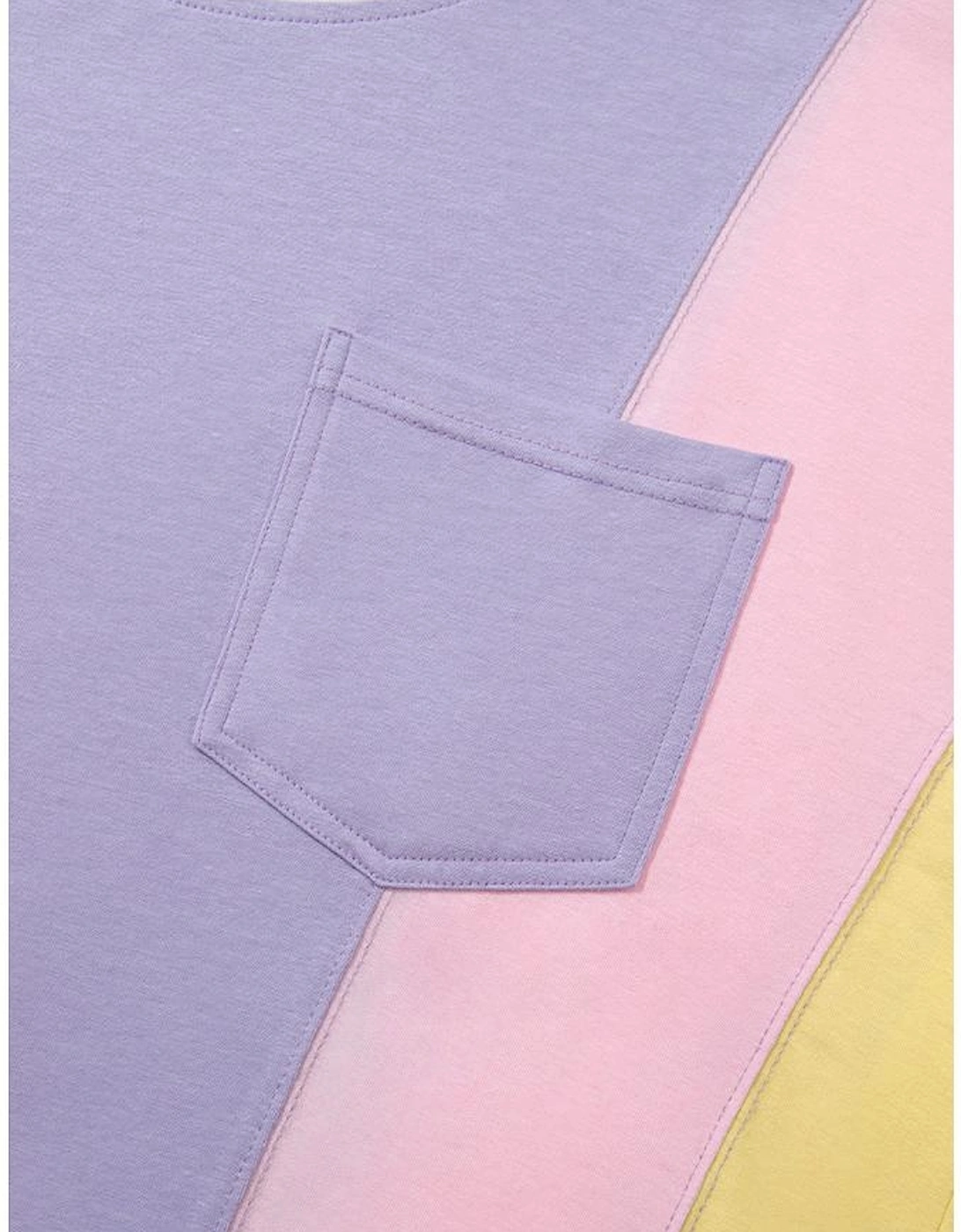 Purple Color Block Patchwork Half Sleeve Oversized T Shirt