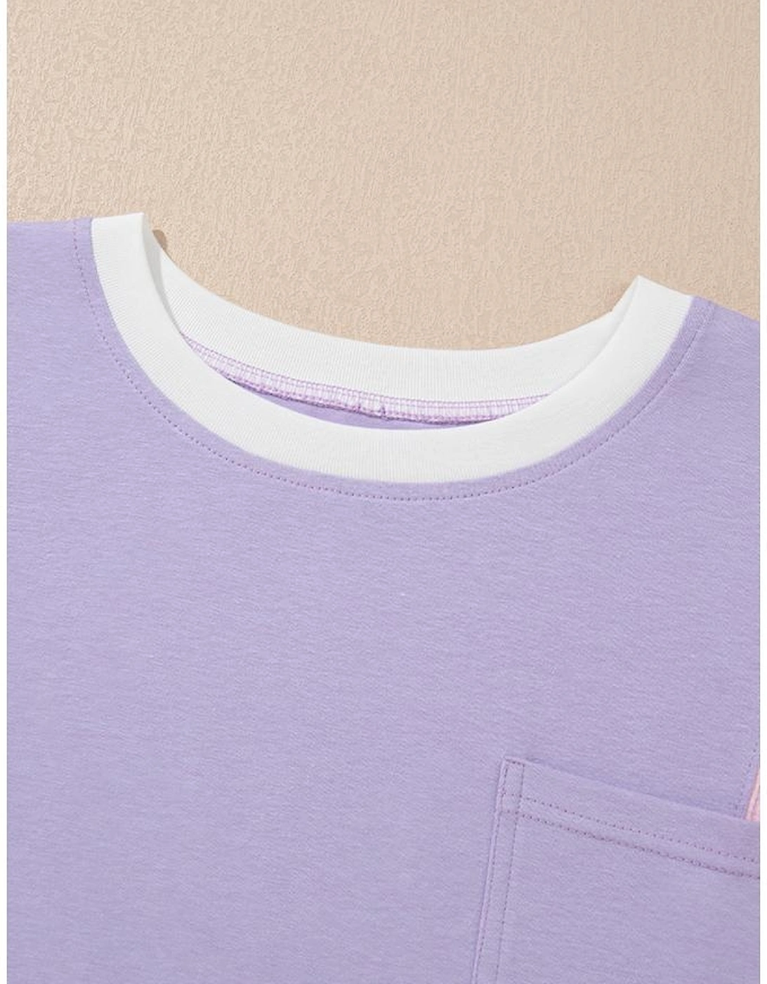 Purple Color Block Patchwork Half Sleeve Oversized T Shirt
