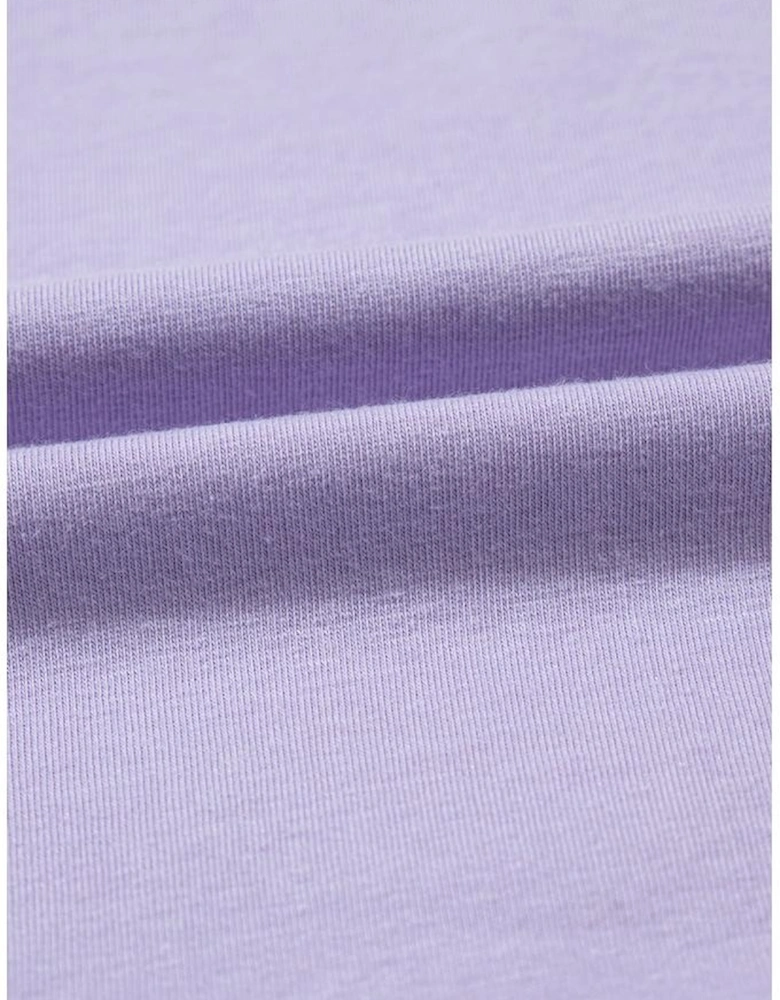 Purple Color Block Patchwork Half Sleeve Oversized T Shirt