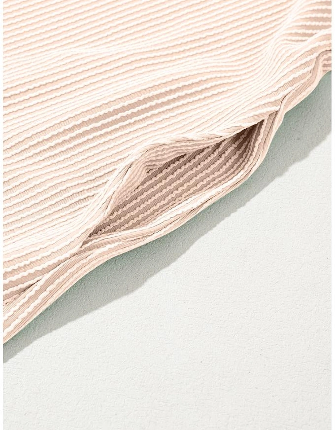 Parchment Corded Knit Crew Neck Puff Sleeve Shift Mini Dress