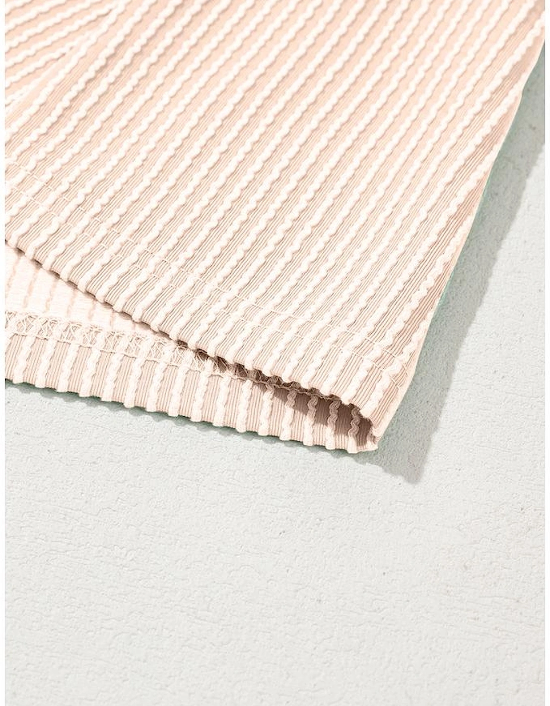 Parchment Corded Knit Crew Neck Puff Sleeve Shift Mini Dress