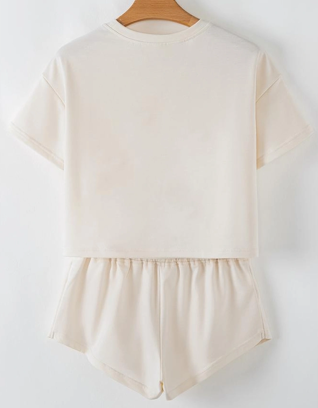 Beige Bold Leopard Bow Print Loose Tee and Skort 2pcs Set