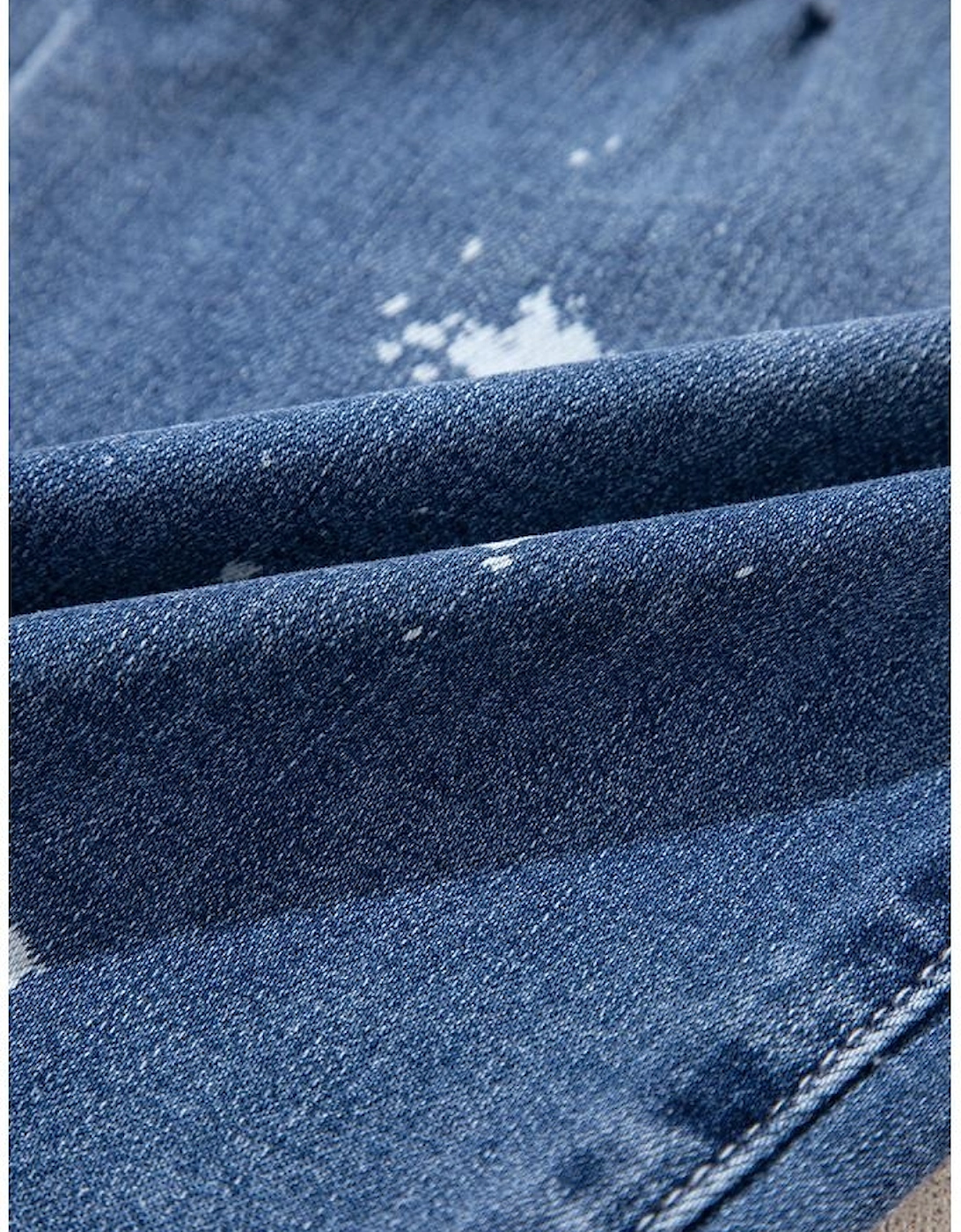 Ashleigh Blue Ripped Splattering Paint Rope Waist Cropped Straight Jeans