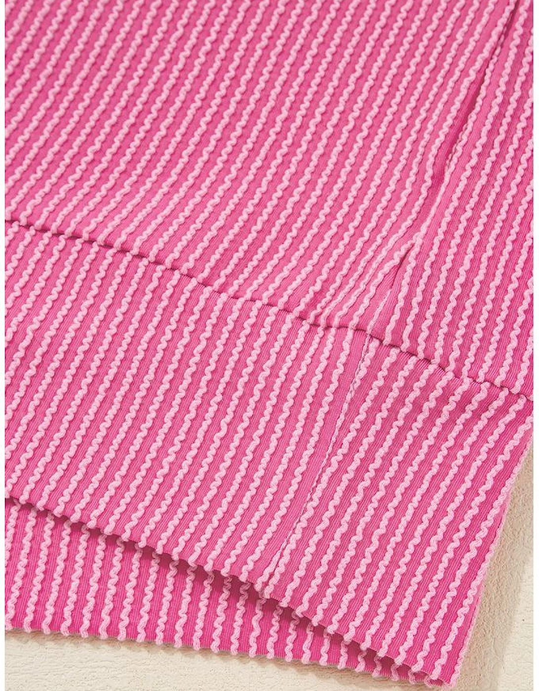 Bonbon Spiral Ribbed Exposed Seam Detail Plus Size Long Sleeve Top