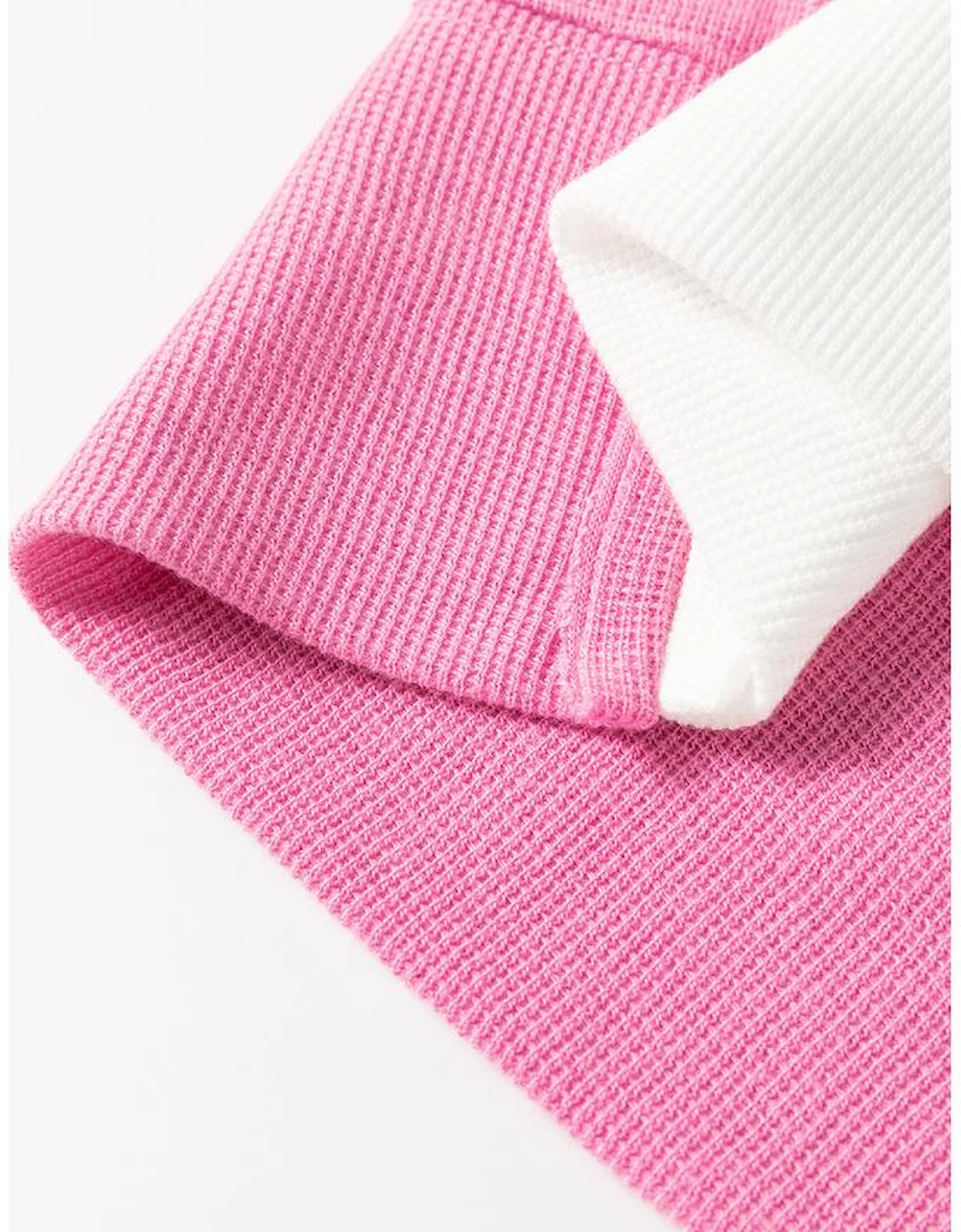 Sachet Pink Exposed Seam Striped Color Block Patchwork Long Sleeve Top