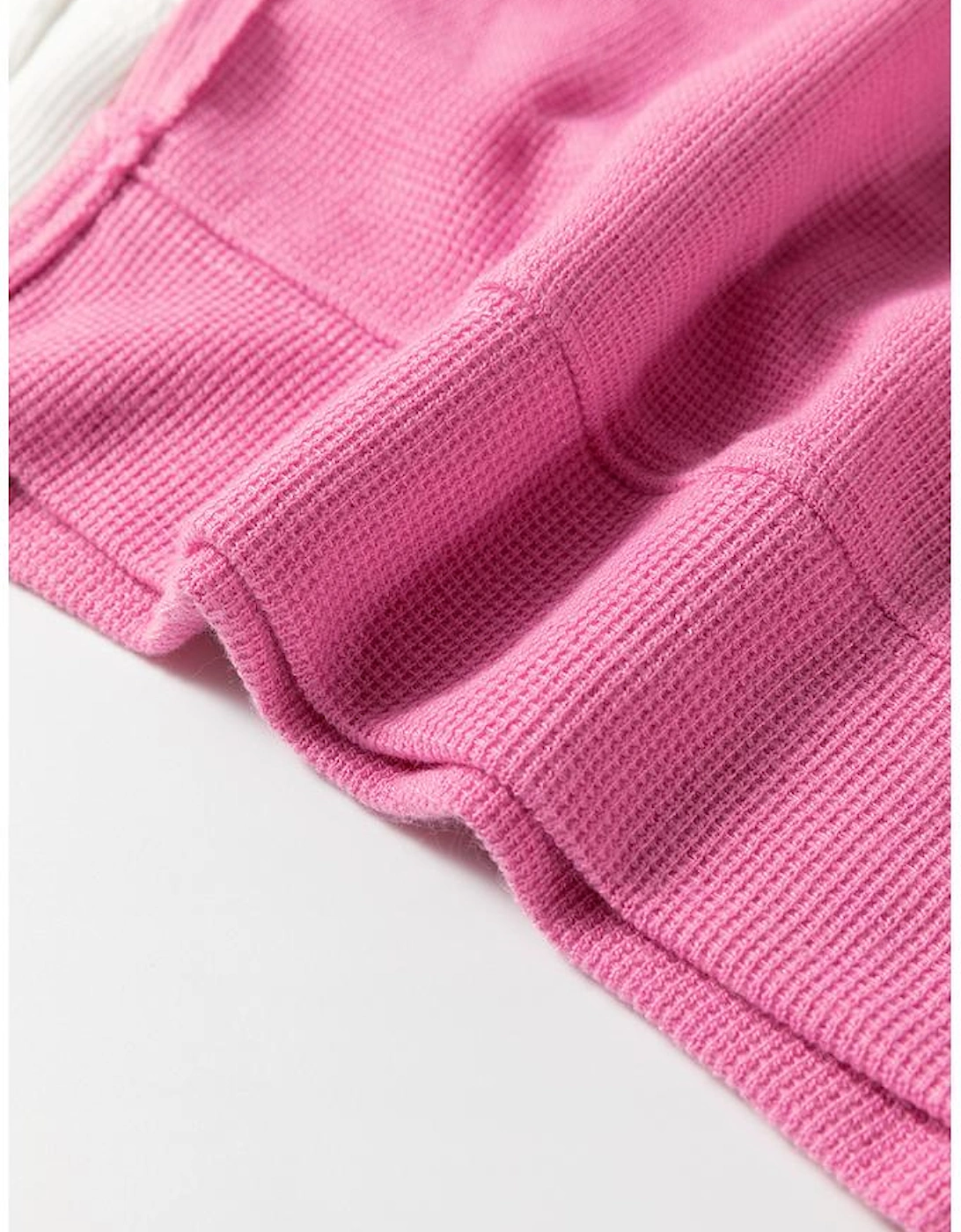 Sachet Pink Exposed Seam Striped Color Block Patchwork Long Sleeve Top