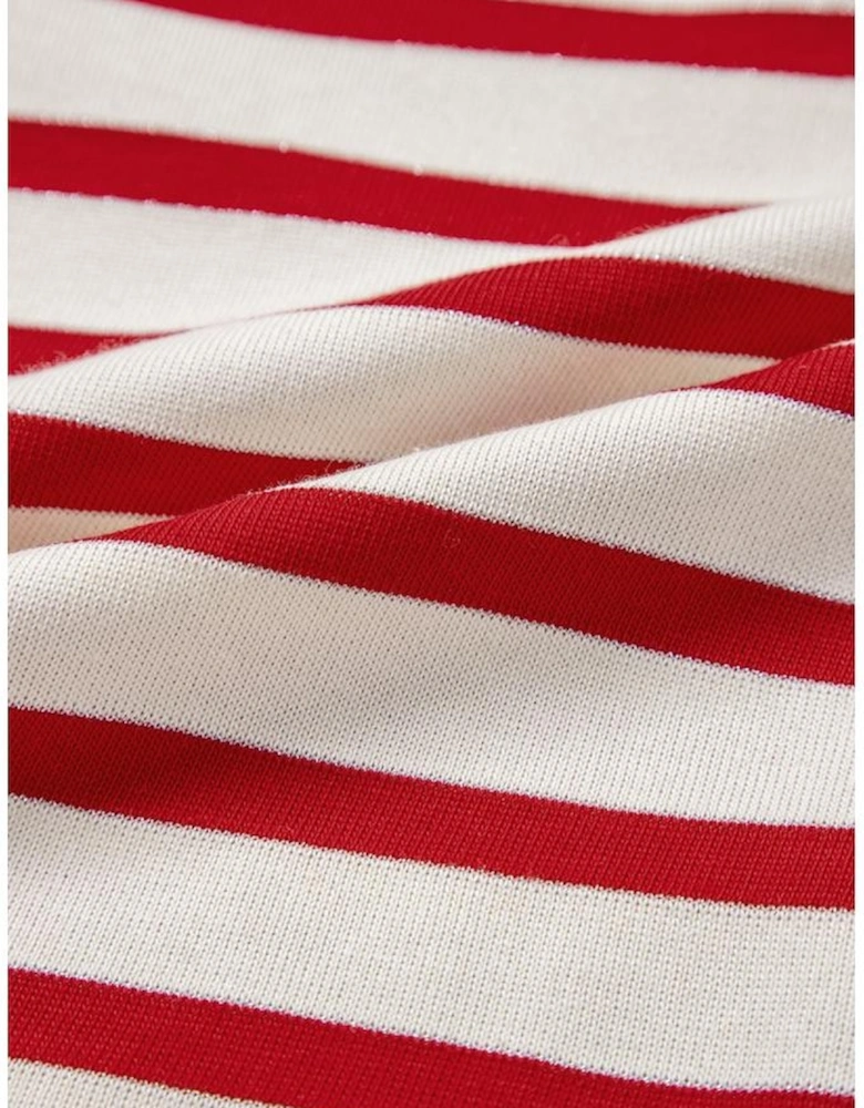 Red Stripe Lace-up Front Top and High Waist Shorts Set