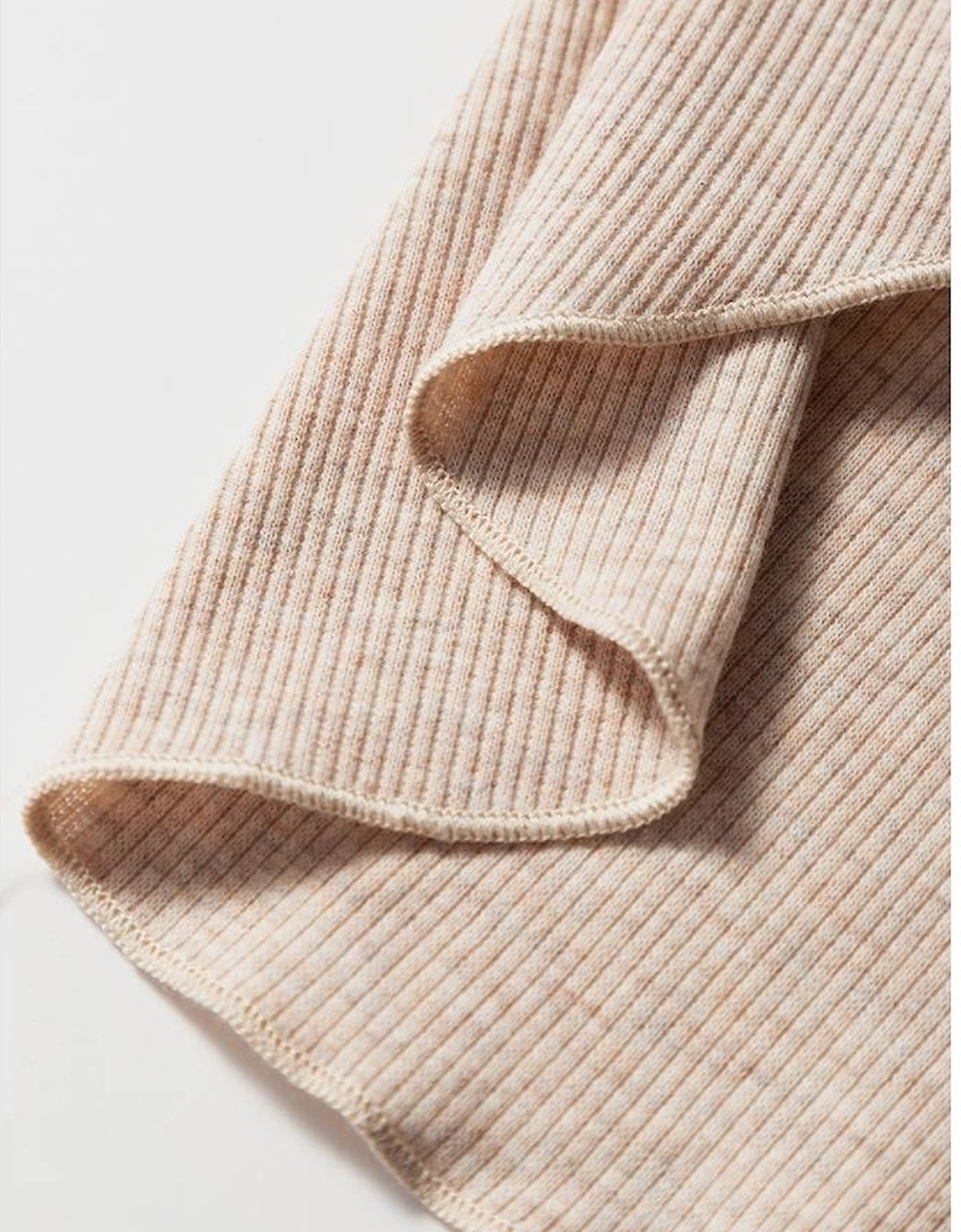 Oatmeal Short Sleeve Half Button Ribbed Knit Top