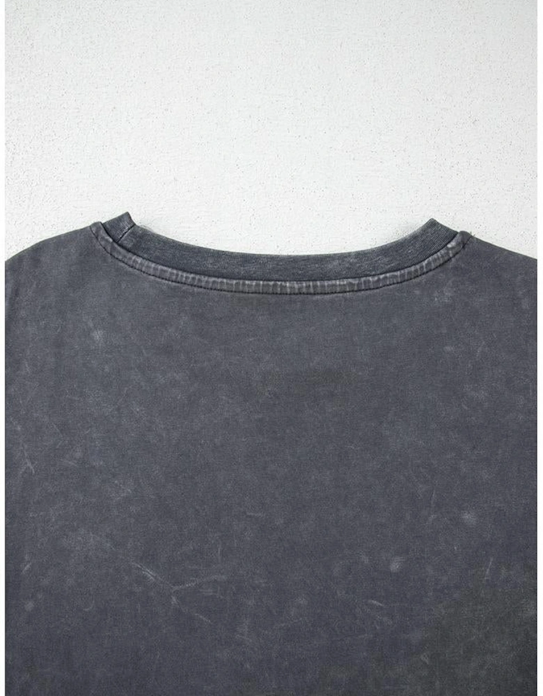 Dark Grey Kindness Butterflies Graphic Mineral Wash Loose Tee