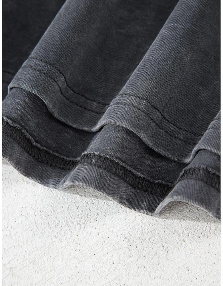 Dark Grey Kindness Butterflies Graphic Mineral Wash Loose Tee