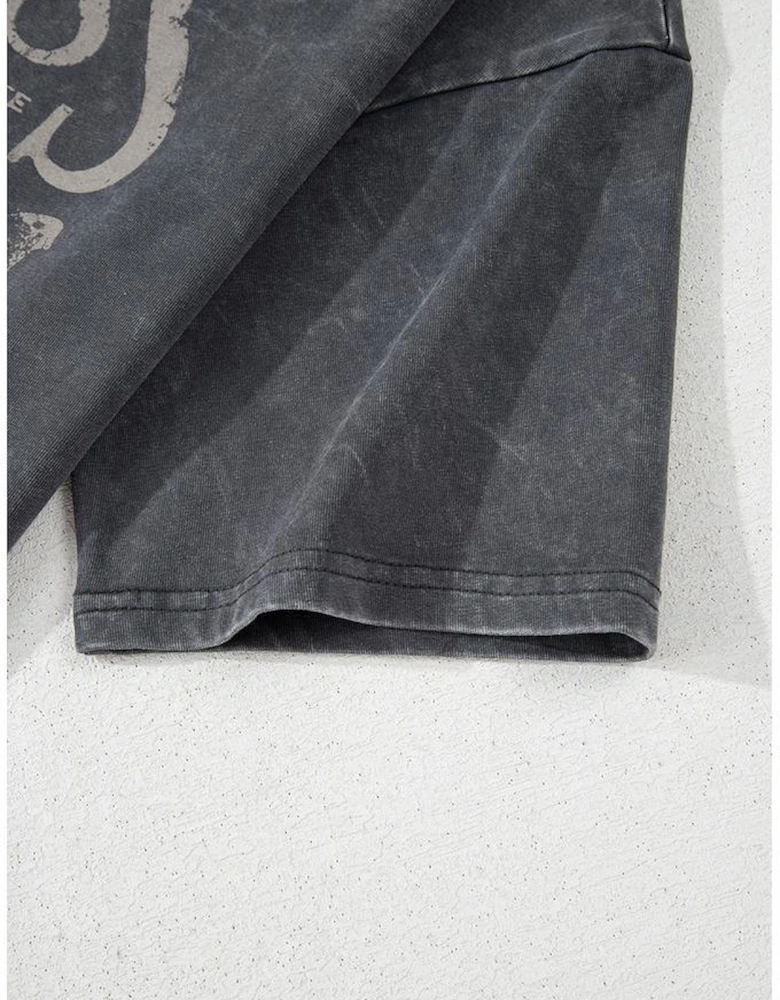 Dark Grey Kindness Butterflies Graphic Mineral Wash Loose Tee