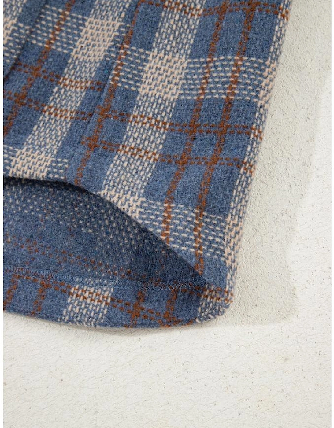 Gray Plaid Corduroy Patchwork Collared Zip Up Snap Button Jacket