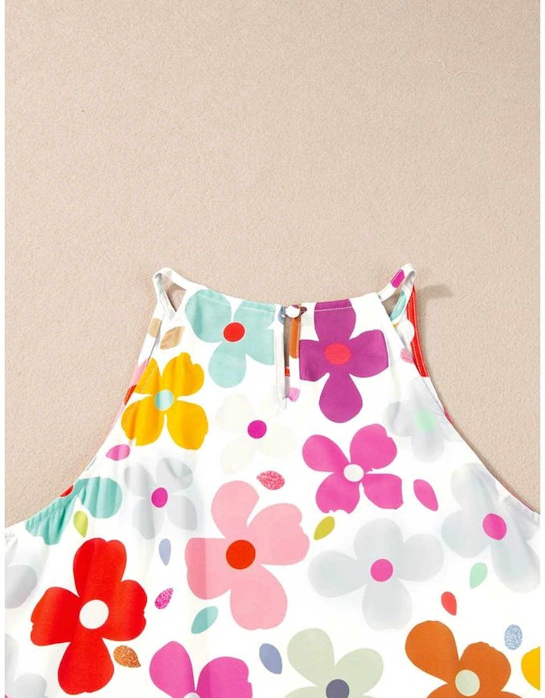 White Cute Floral Print Vest