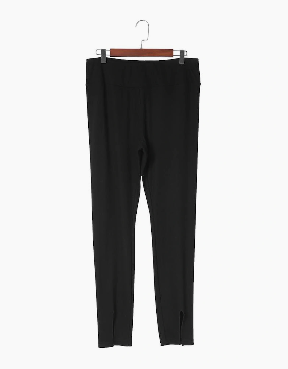 Black Rib Knit High Waist Slit Leggings, 16 of 15