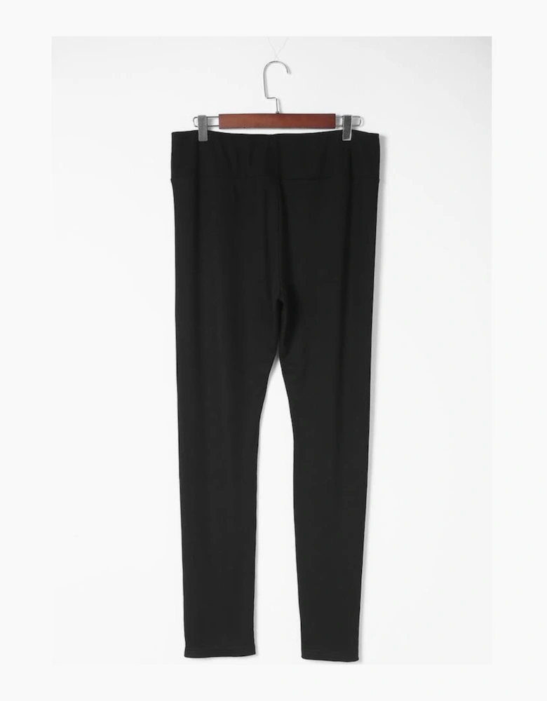 Black Rib Knit High Waist Slit Leggings