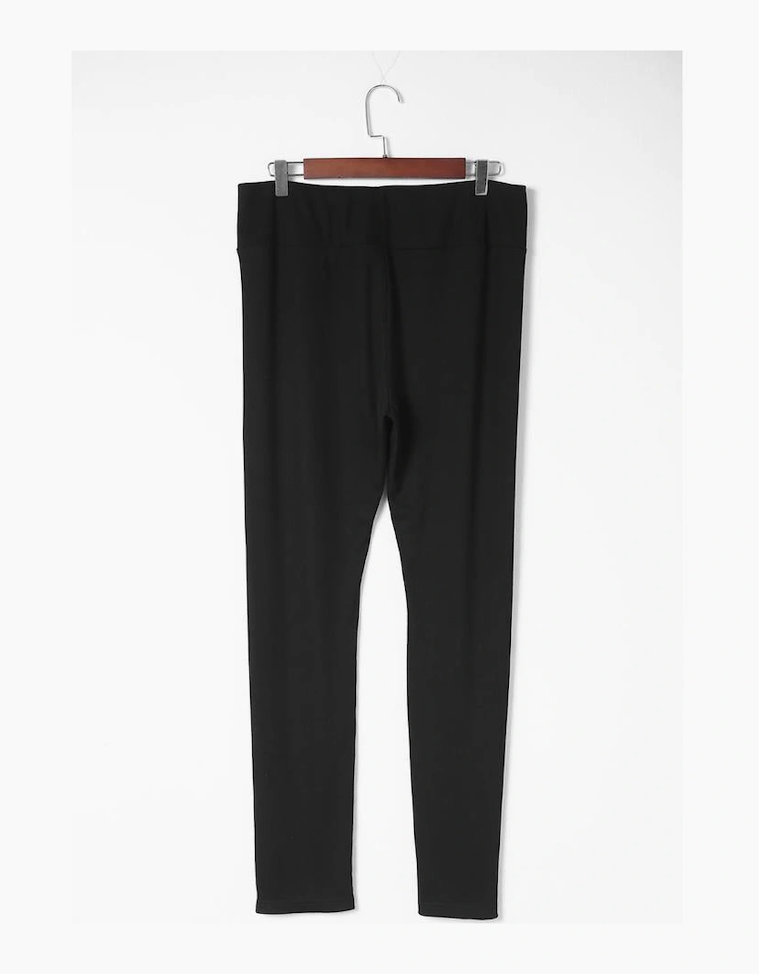 Black Rib Knit High Waist Slit Leggings