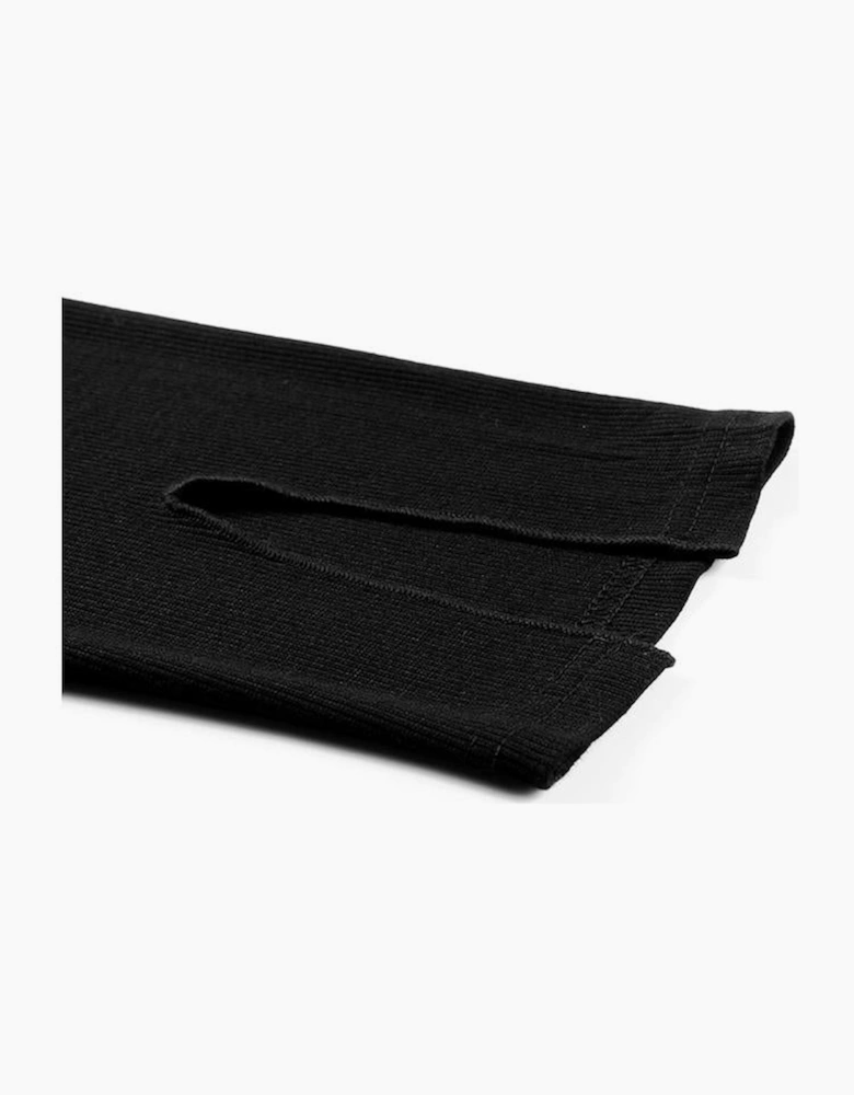 Black Rib Knit High Waist Slit Leggings
