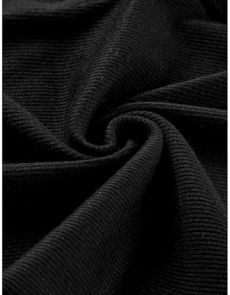 Black Rib Knit High Waist Slit Leggings